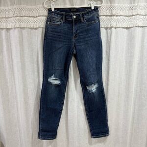 Judy Blue Ready or Not Mid Rise Distressed Slim Fit Jeans